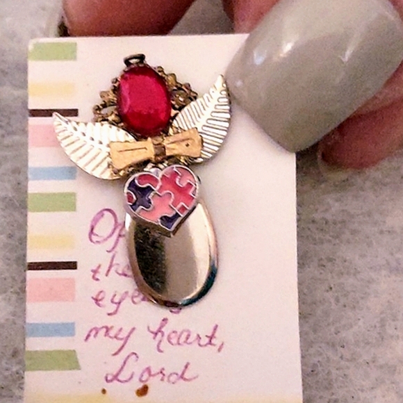 Lot of 2: Autism Puzzle Theme ❤️ Angel Tac Pins - Picture 4 of 15